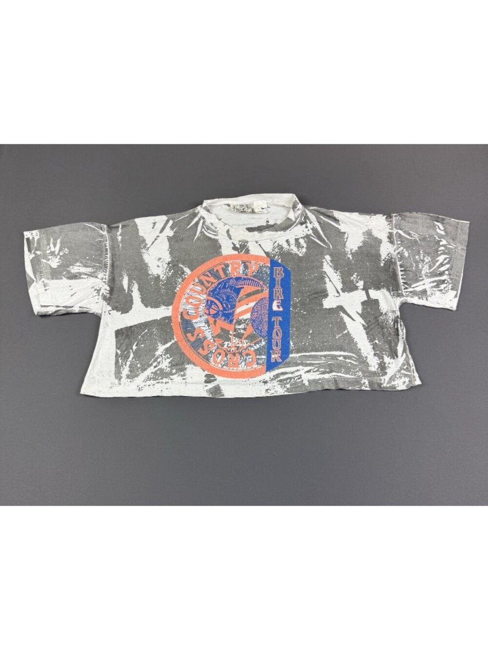 Rare Vintage 90s Cross Country Bike Tour AOP Crop Top Womens XL Art Streetwear